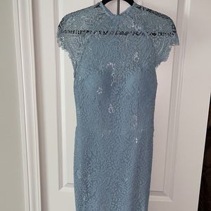 Jaus high-neck mermaid style lace midi